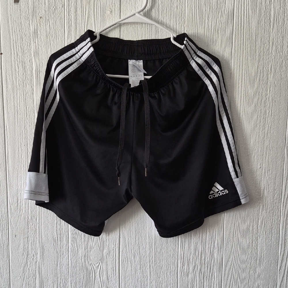 Adidas Black Shorts with White Stripes